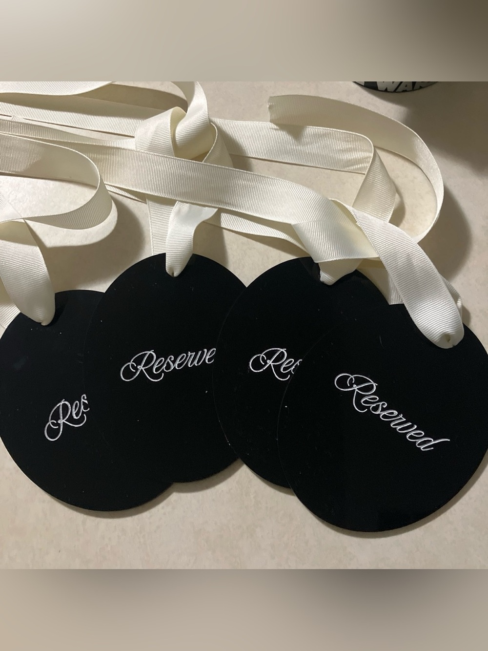Black & white reserved table signs x4 
size 5x4